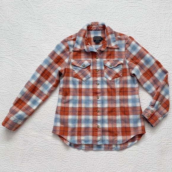 Pendleton Youth‎ Wool Plaid Snap Button-Down Shirt (M) - Picture 1 of 5